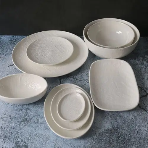 简约麻布布纹系列创意无光碟子早餐餐盘光米盘