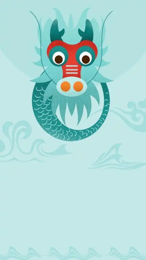 青色卡通龙h5背景