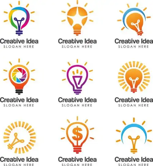 创意标识设计模板-灯泡图标符号设计