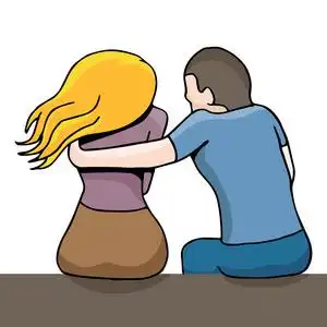 男人安慰伤心女人照片