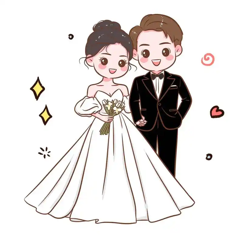 手绘婚纱照定制|q版可爱人物