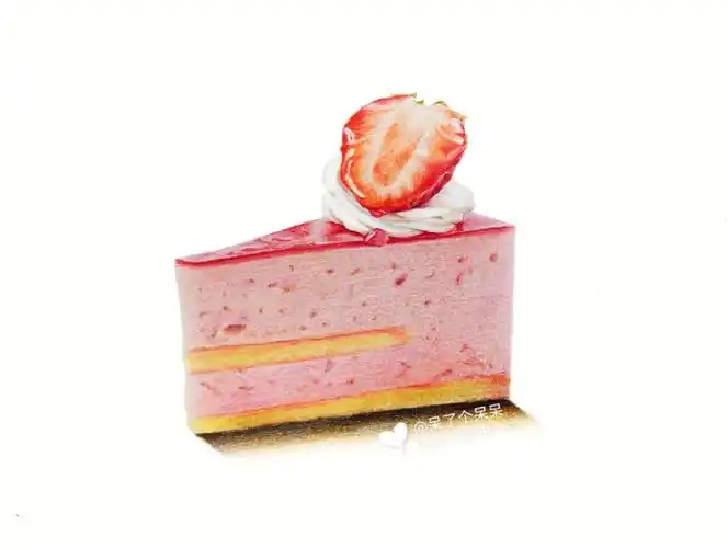 彩铅草莓小蛋糕