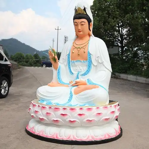 寺庙树脂佛像2米1高白衣观音菩萨 观世音佛像 供奉金色观音神像