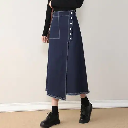 高腰牛仔裙字裙半身中长款春款女裙裙子大码春秋半身裙