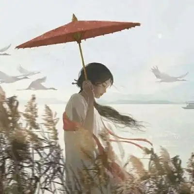 女生古风头像撑伞 真人和动漫打伞的唯美头像