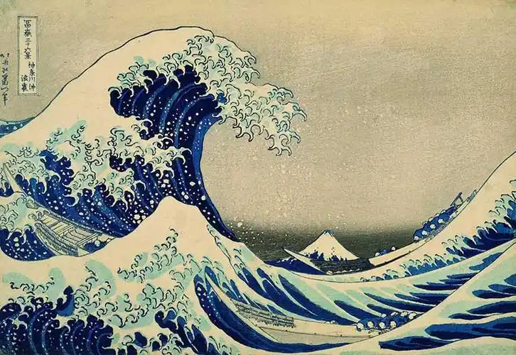 葛饰北斋经典作品《富岳三十六景》中的《神奈川海边的大浪》.