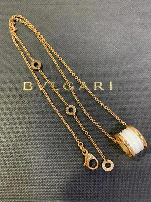 宝格丽bvlgari经典款玫瑰金白陶瓷弹簧项链