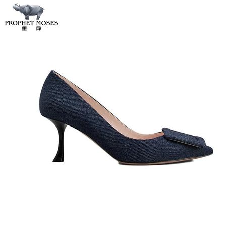 roger vivier/罗杰·维维亚女鞋牛仔材质标志性饰扣高跟鞋淑女