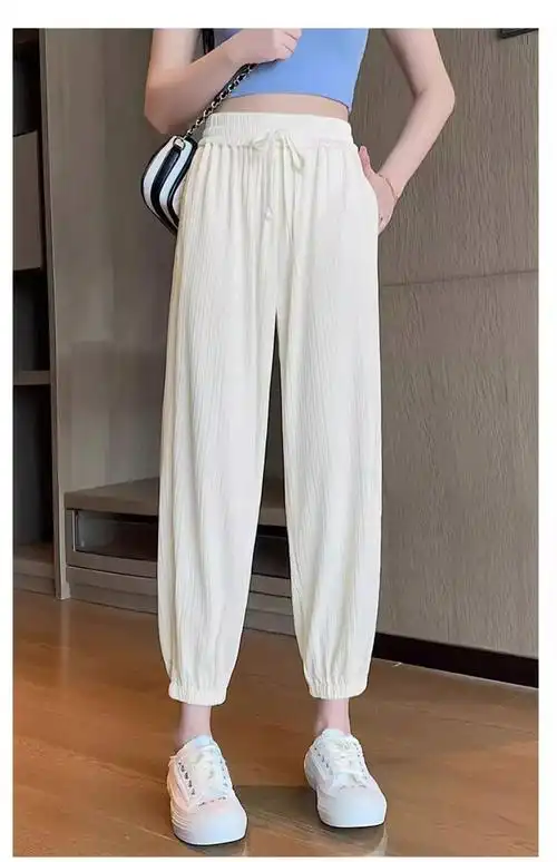 冰丝运动裤女夏季薄款裤子小个子九分卫裤抖抖束脚灯笼凉凉防蚊裤