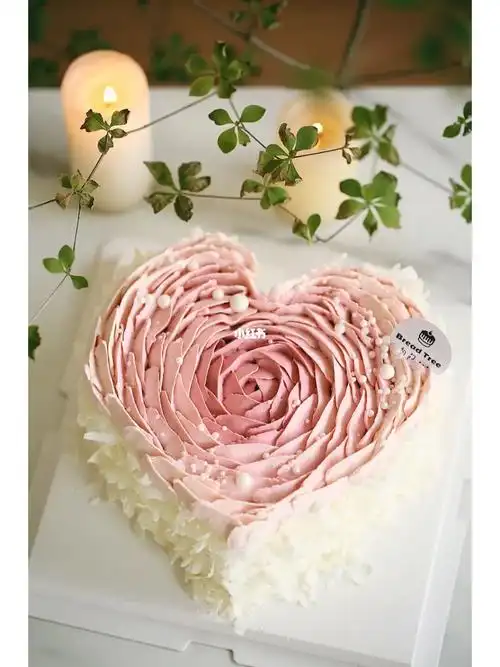 渐变色桃心蛋糕