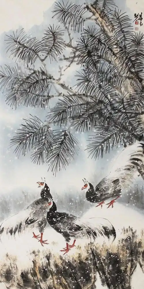 芦声鹤影 紫玉珠光 | 黄建国花鸟画作品赏析【博宝·典藏】_国画