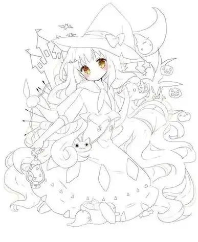 神仙画师微博转载二次元人物黑白动漫插画绘画线稿手绘女生马克笔手绘