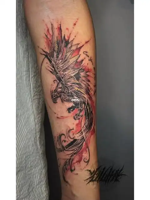 凤凰与机械结合 #我的纹身分享  #纹身  #tattoo  #凤凰涅槃浴火重生