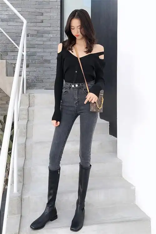 高腰小脚牛仔裤女显瘦2020弹力百搭修身九分紧身裤子女新款