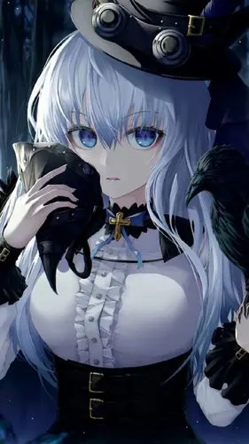 出单蓝发高冷动漫女