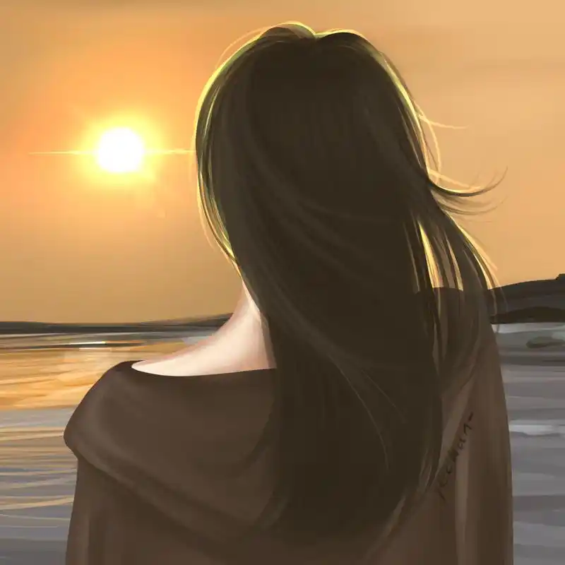 夕阳,海边,我们的背影  情侣头像 海边沙滩背影情侣头像