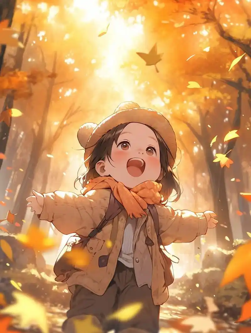 秋天可爱女孩头像壁纸 治愈 的笑容加上金色的阳光,心情也是美美哒