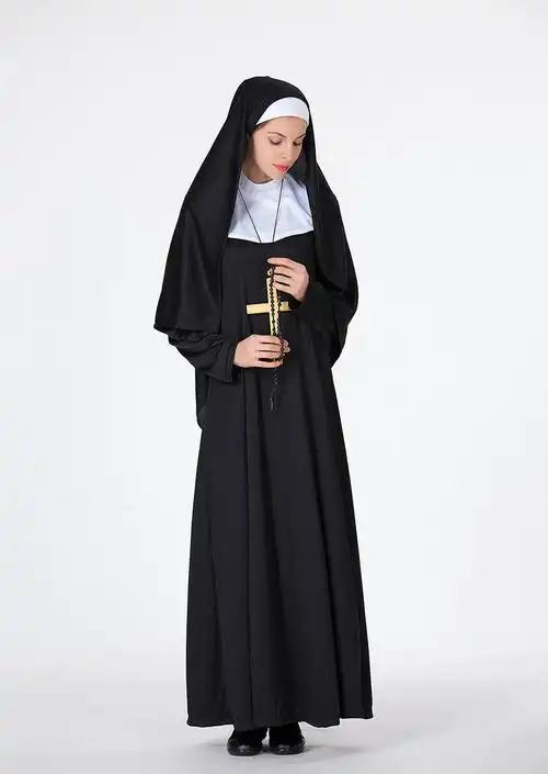 分码万圣节表演服圣母玛利亚服装修女服牧师服装舞会演出服实拍