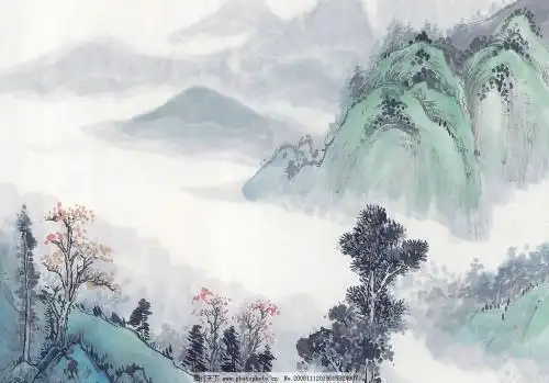 山水画简笔画彩色简单儿童