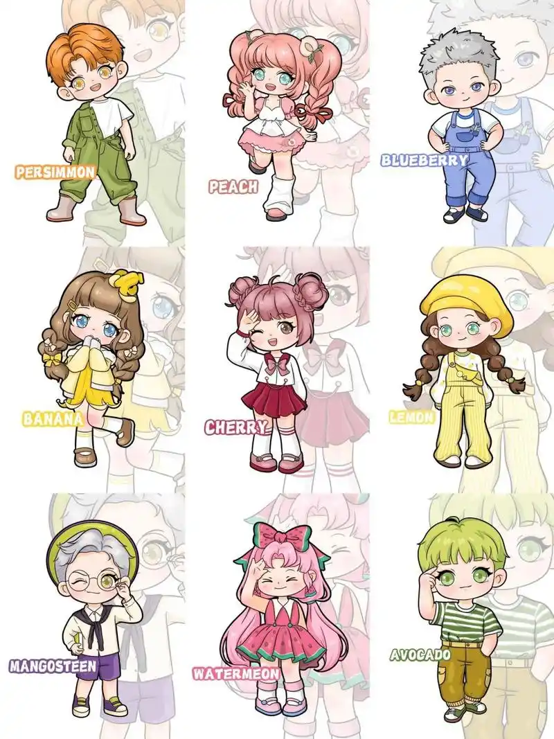 q版卡通动漫人物临摹卡初学入门级水果系列 少儿美术画室素材 动漫