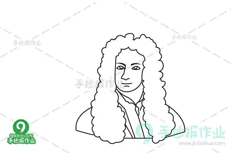 牛顿的头像怎么画简笔画牛顿肖像画简笔画牛顿被苹果砸中的简笔画牛顿