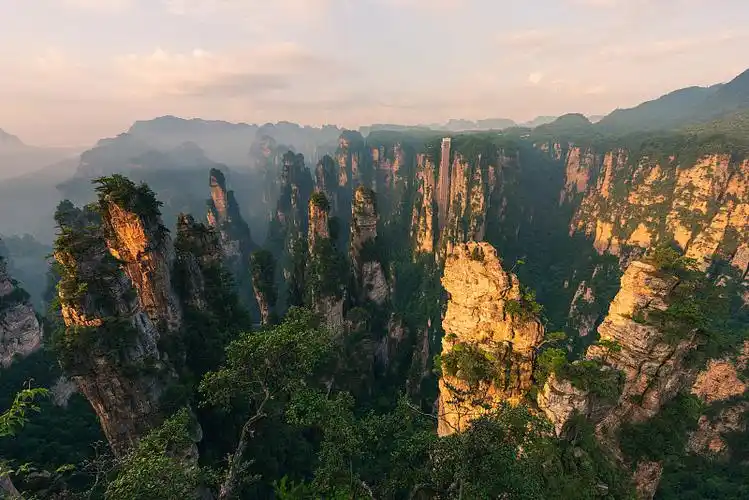 绿色的自然背景,美丽的中国湖南省张家界国家森林公园全景图片.图片