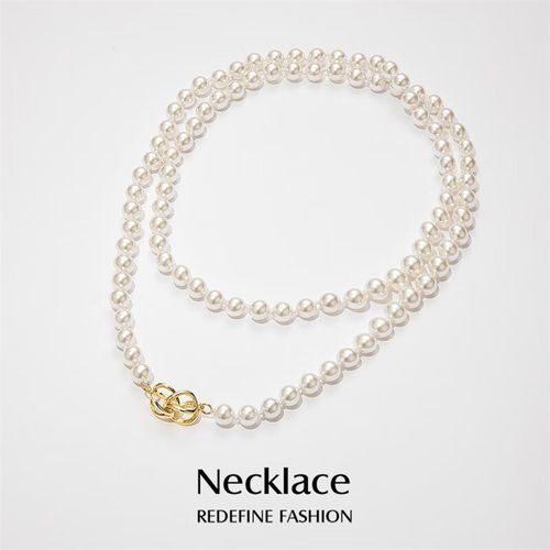 qlady高档珍珠项链女长款气质女士毛衣链轻奢小众毛衣挂件吊坠配饰