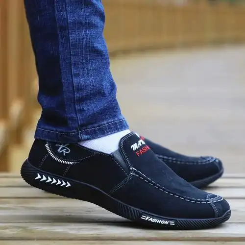 透气防臭帆布鞋老北京布鞋男中年爸爸鞋夏季懒人一脚蹬百搭休闲鞋