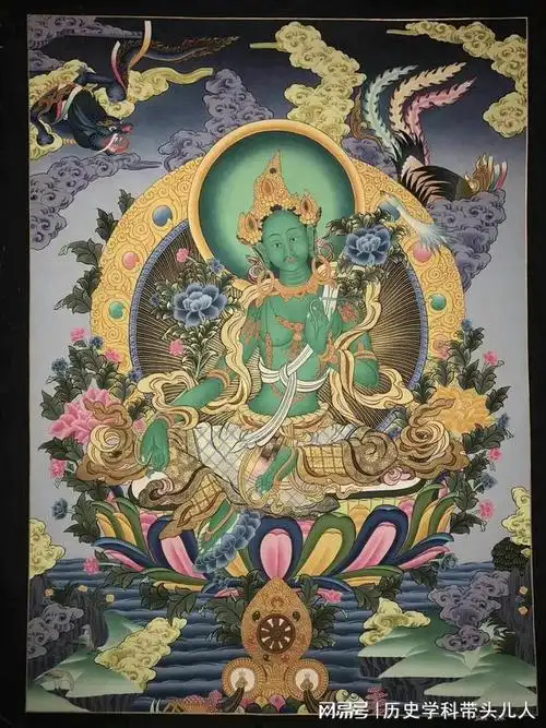 绿度母在藏传佛教中为观世音菩萨的化身(在古印度和藏地,度母法门非常