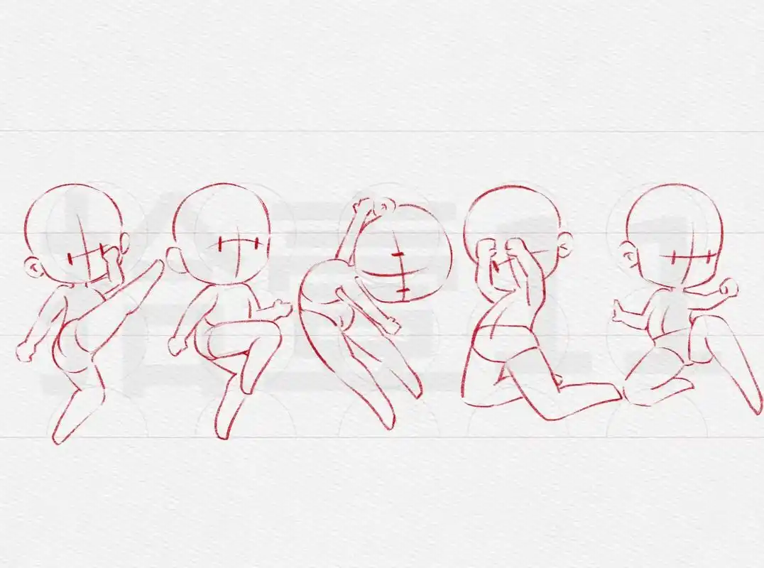 5张复杂姿势|全身速写|人体动态.#q版卡通 #人体动态 # - 抖音