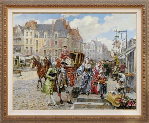 授权纯进口原版画芯美式法式欧式宫廷人物装饰画意大利街