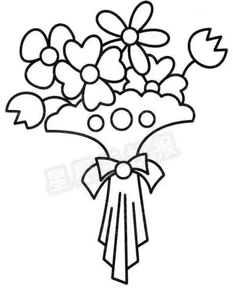 小孩拿一束花简笔画的