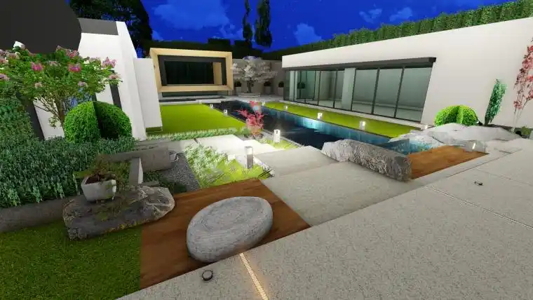 600平方米别墅庭院景观设计效果图