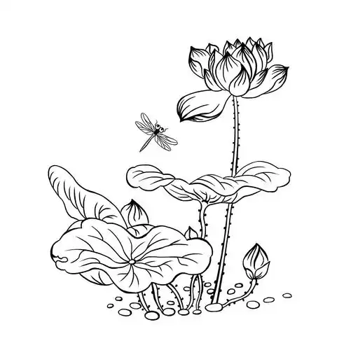 荷花与蜻蜓|插画|创作习作|蝴蝶花开_临摹作品-站酷(zcool)