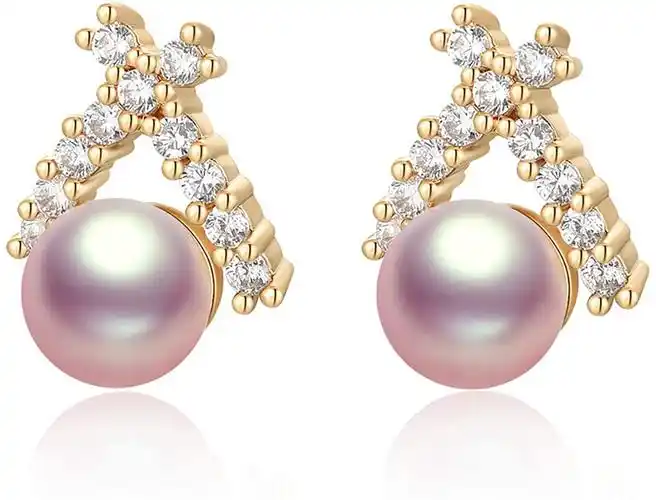 5 毫米淡水养殖珍珠耳钉 十字形 低*性 首饰礼物 送给女孩妻子 生日