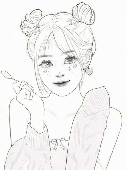 线稿练习可爱女孩线稿