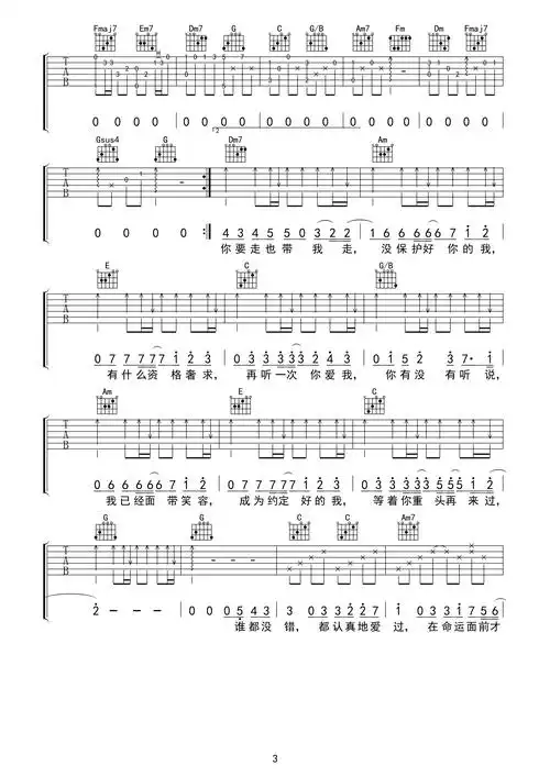 如果雨之后吉他谱-周兴哲-c调原版六线谱-吉他弹唱谱