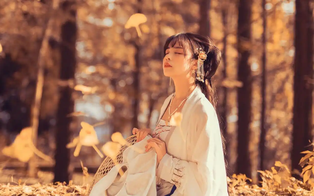 古风汉服美女唯美户外写真图片桌面壁纸