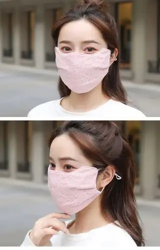 口罩女秋冬季防尘透气可洗蕾丝棉布加厚保暖时尚成人男女口鼻罩