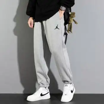 灰色宽松卫裤运动裤男士纯棉束脚秋冬季加厚纯棉休闲裤 灰色(8088) s