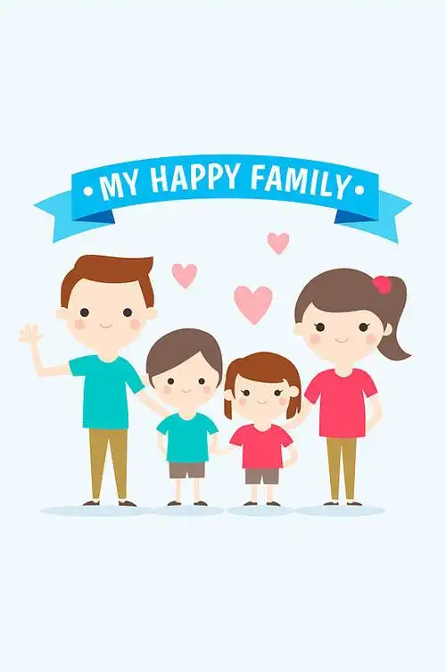 可爱幸福四口之家矢量素材