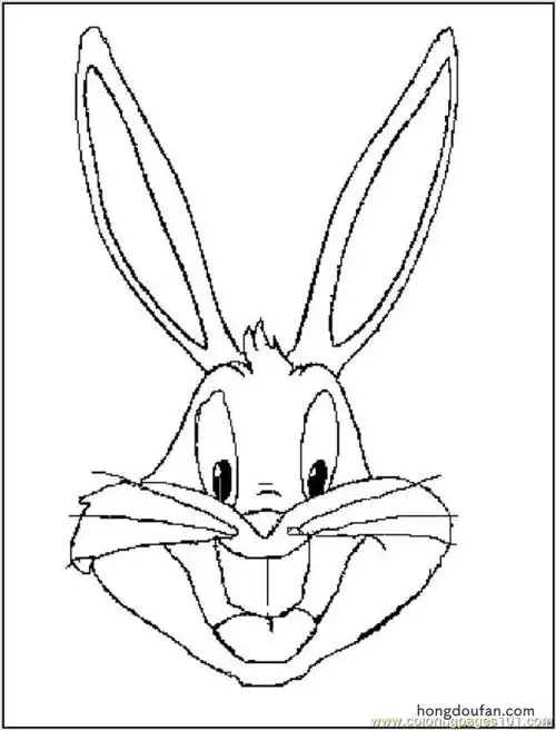 6张卡通可爱兔八哥涂色图片免费下载-红豆饭小学生简笔画大全