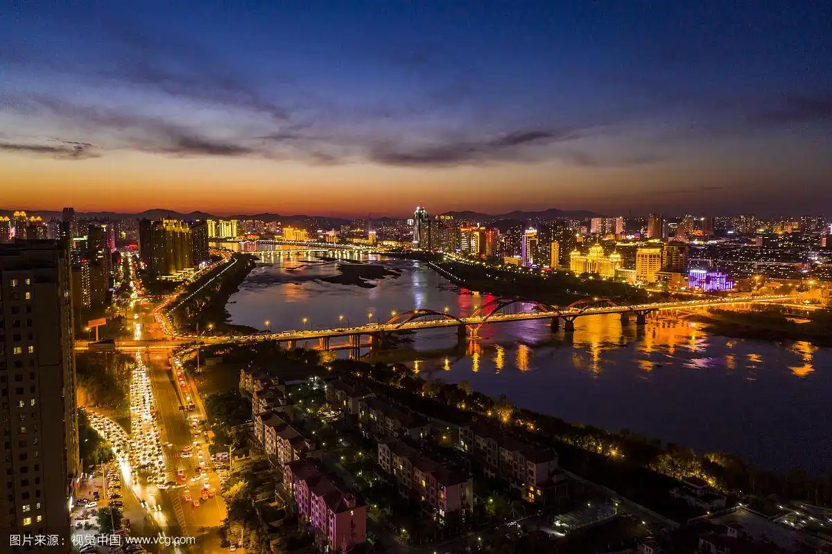 航拍吉林市城市风光