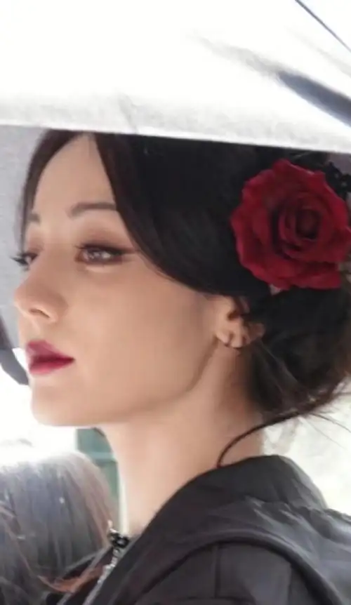 迪丽热巴生图##迪丽热巴编发红玫瑰