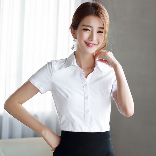 白衬衫正装白衬衣面试春款工装大码新款工作服长袖衬衫