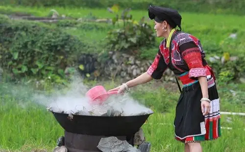 广西瑶族特色端午节采草药泡药浴