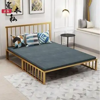 折叠床双人折叠床折叠软床简约铁艺床折叠双人床小户型坐卧两用床多
