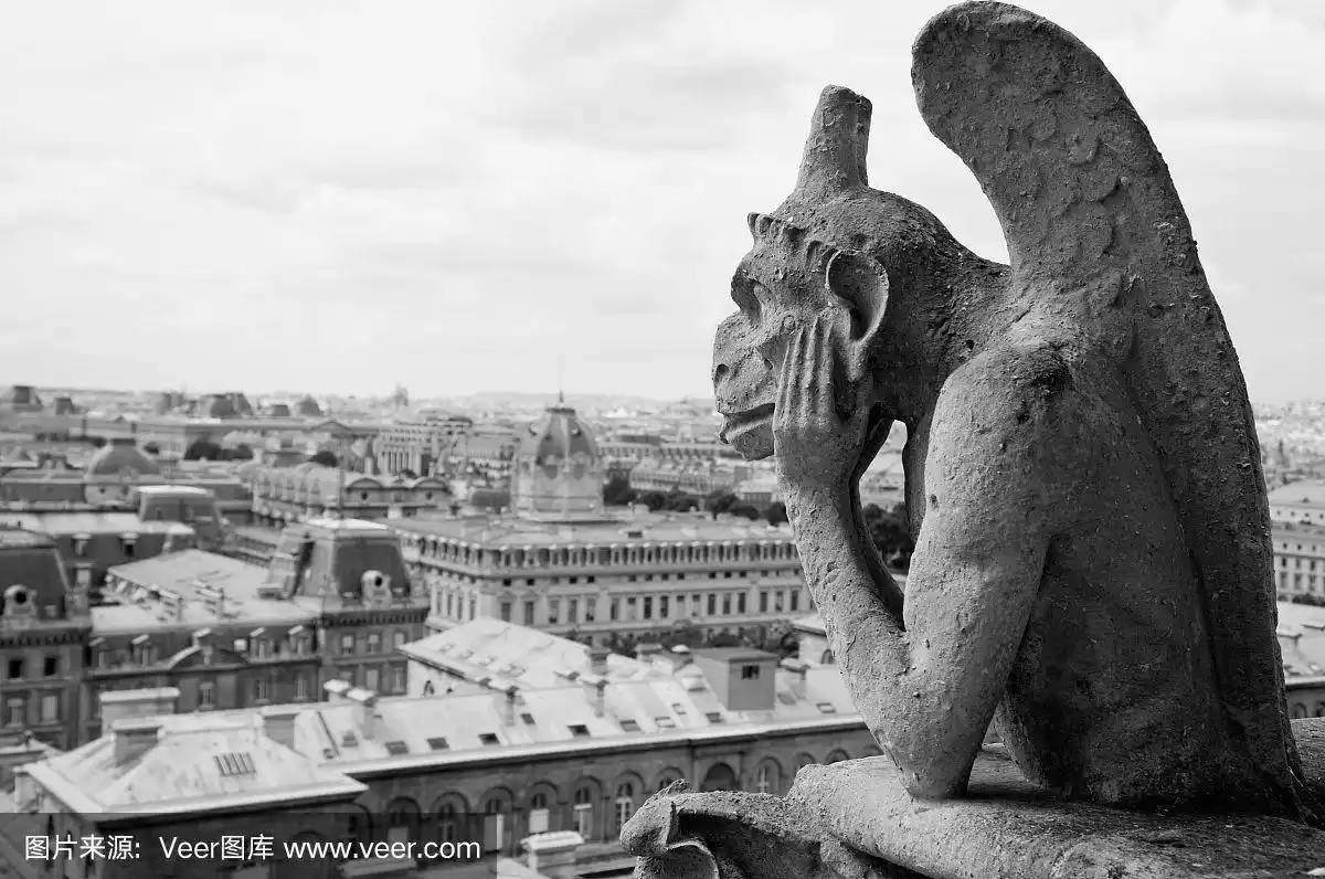 怪兽饰,巴黎圣母院,旅游目的地,水平画幅,无人