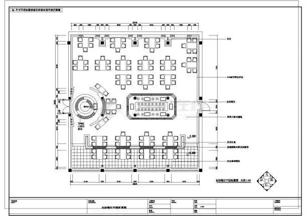 某大型酒店改造装修施工cad自助餐区