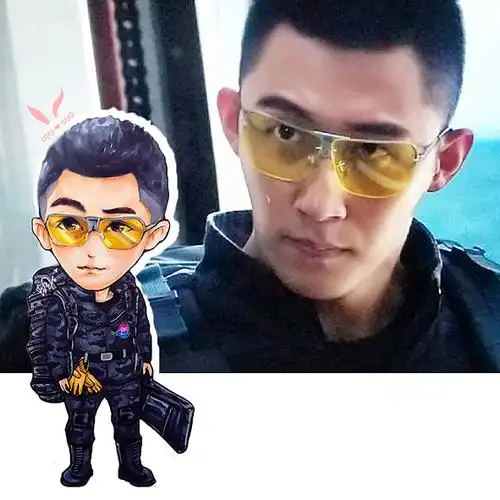 q版卡通手绘红海行动黄景瑜顾顺鲸鱼whale